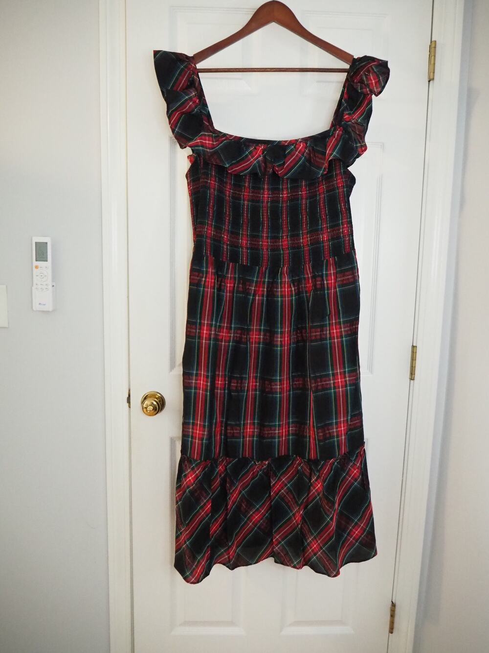 Vineyard Vines Womens XXL Tartan Plaid Ruffle Maxi Dress Pockets Holiday